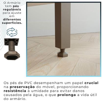 Imagem de Kit Armário De Cozinha 6 Portas 2 Gavetas Lucca Chf Móveis Cinamomo Com Branco Acetinado