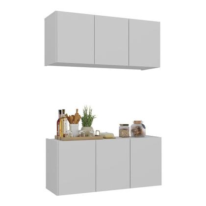 Kit Armário de Cozinha Aéreo e Balcão 3 Portas Multimóveis MP2164 Imagem de Kit Armário de Cozinha Aéreo e Balcão 3 Portas Multimóveis MP2164