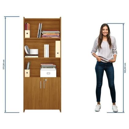 Imagem de Kit Armários para Escritório Semi Aberto 2 Portas e Armário Alto com Chave