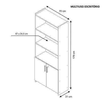 Imagem de Kit Armários para Escritório Semi Aberto 2 Portas e Armário Alto com Chave