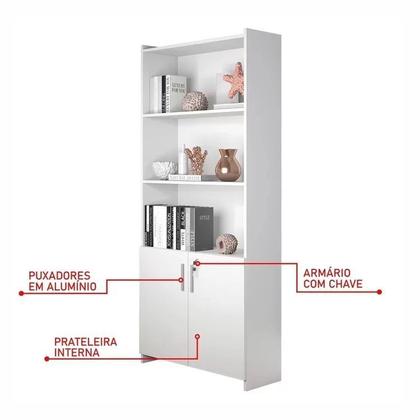 Imagem de Kit Armários para Escritório Semi Aberto 2 Portas e Armário Alto com Chave