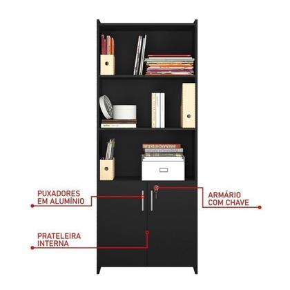 Imagem de Kit Armários para Escritório Semi Aberto 2 Portas e Armário Alto com Chave