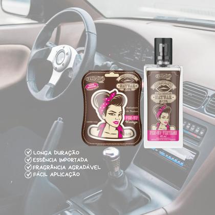 Imagem de Kit Aromatizante Odorizador Cheirinho Automotivo CentraSul Natuar Liz Pin Up Vintage Miniatura e Spray 45ML