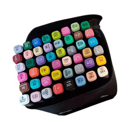 Imagem de Kit Art Marker 48 Cores - Canetas Marcadoras Ponta Dupla com Bolsa Organizadora