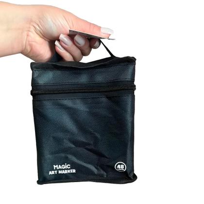 Imagem de Kit Art Marker 48 Cores - Canetas Marcadoras Ponta Dupla com Bolsa Organizadora