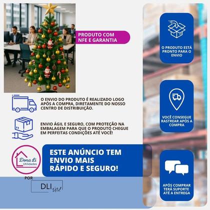 Imagem de Kit Árvore de Natal Completa Pinheiro Bolas E Enfeites Decoração Tradicional