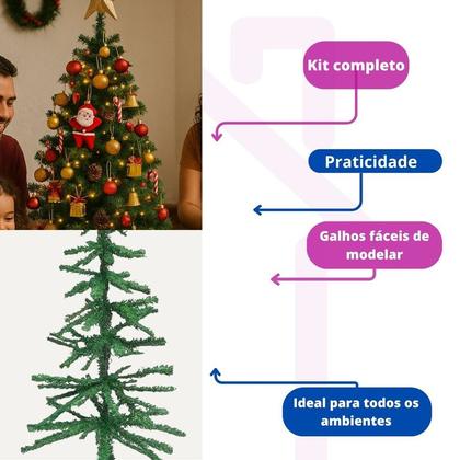 Imagem de Kit Árvore de Natal Completa Pinheiro Bolas E Enfeites Decoração Tradicional