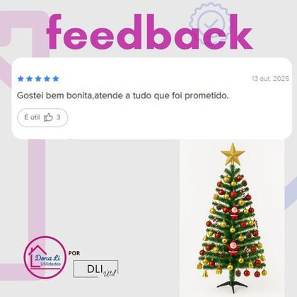 Imagem de Kit Árvore de Natal Completa Pinheiro Bolas E Enfeites Decoração Tradicional