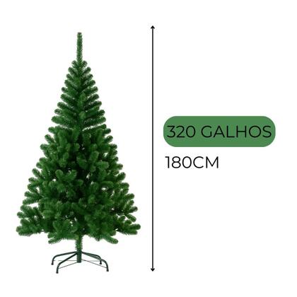 Imagem de Kit Arvore de Natal Pinheiro Verde com 65 Enfeites de Decoração Pisca Pisca Led Tamanhos 1,20 1,50 1,8 2,1m