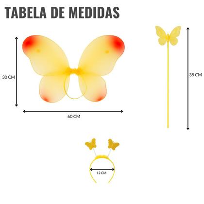 Imagem de Kit Asa Borboleta Colorida com Varinha e Tiara