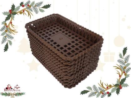 Imagem de Kit Atacadista 10 Cestinhas Organizadora 27x22 cm - Cesta Multiuso de Plástico.