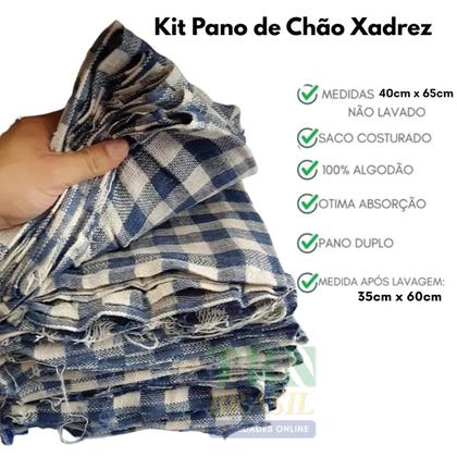 Imagem de Kit Até 10 Pano de Chão Saco Duplo alvejado Xadrez 65x40 Grande Super Absorventes 100 Algodão
