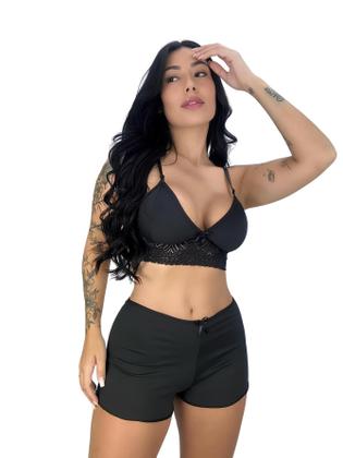 Imagem de Kit Até 2 Short Doll Lara Liso Tecido Suave Romantic com Renda e Modelagem Leve