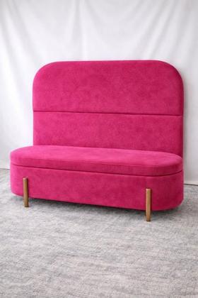 Imagem de Kit Atenas Cabeceira de Cama Box Orgânica e Recamier Calçadeira Baú Casal 140 cm Suede Rosa Pink Lar Móveis e Decoração