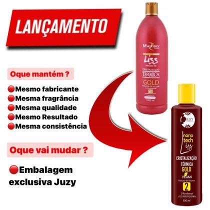Imagem de Kit Ativo Progressiva Cristalização Gold 2x300ml + Condicionador Pos Quimica 300g Juzy