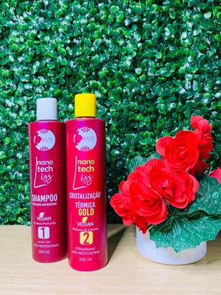 Imagem de Kit Ativo Progressiva Cristalização Gold 2x300ml + Condicionador Pos Quimica 300g Juzy