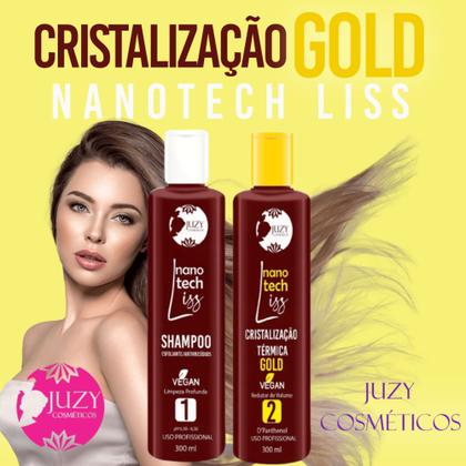 Imagem de Kit Ativo Progressiva Cristalização Gold 2x300ml + Condicionador Pos Quimica 300g Juzy