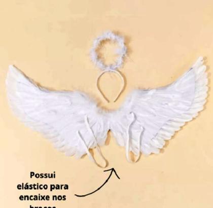 Imagem de Kit aureola e asas anjo branco