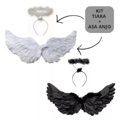 Imagem de Kit aureola e asas anjo branco