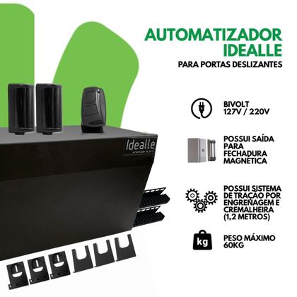 Imagem de Kit Automatizador Deslizante Porta Social Sensor Mini 15 Ir