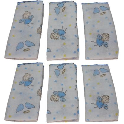 Imagem de Kit Babete Paninho de Boca Estampado com Bainha Colorida 100% Algodão 18 Peças