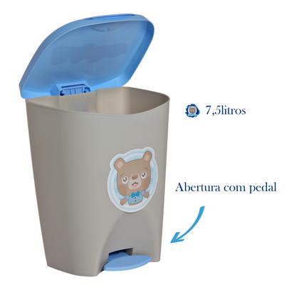 Imagem de Kit Baby Bear Bebe Infantil Menino Cesto Roupa Saboneteira Lixeira