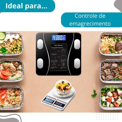 Imagem de Kit Balança Banheiro 180kg + Cozinha Digital 10kg Super Prático