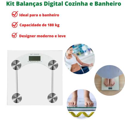 Imagem de Kit Balança Digital Cozinha 10Kg+Balança Digital Casa 180Kg