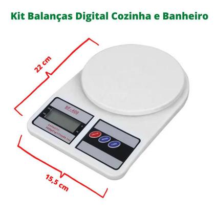 Imagem de Kit Balança Digital Cozinha 10Kg+Balança Digital Casa 180Kg