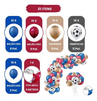 Imagem de Kit Balão Balão Bexiga Time de Futebol Decoração De Aniversário Festa Arco de Baloes Bexigas
