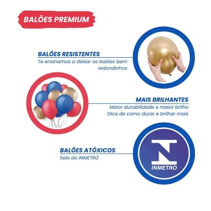 Imagem de Kit Balão Bexiga Mangá Decoração de Aniversário One Azul Vermelha e Dourada Beloes para Festa Piece Bexias Arco Organico