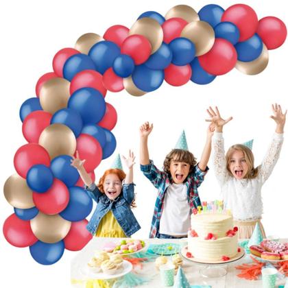 Imagem de Kit Balão Bexiga Mangá Decoração de Aniversário One Azul Vermelha e Dourada Beloes para Festa Piece Bexias Arco Organico