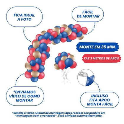 Imagem de Kit Balão Bexiga Mangá Decoração de Aniversário One Azul Vermelha e Dourada Beloes para Festa Piece Bexias Arco Organico