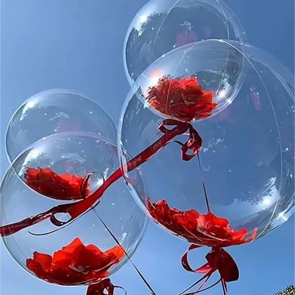 Imagem de Kit Balão Bubble Transparente com Pétalas Decoração Festa Casamento