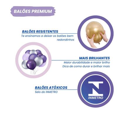 Imagem de Kit Balão Decoração De Aniversário Baloes Lilás Roxo Prata Balão Bexiga Bexias para Festa Arco Desconstruído Organico