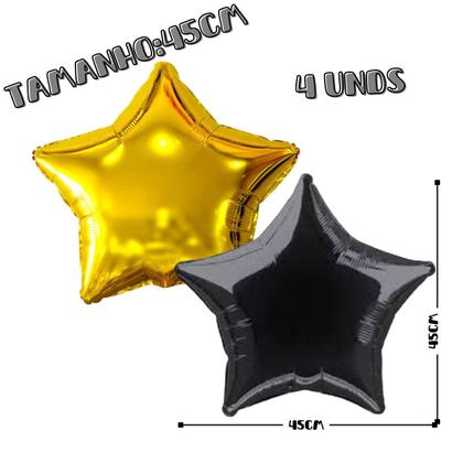 Imagem de Kit Balão Garrafa Whisky 80 cm + 4 Estrelas Metalizadas 45 cm - Kit Festa Boteco