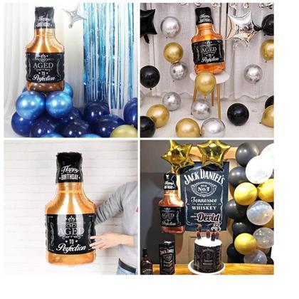 Imagem de Kit Balão Garrafa Whisky 80 cm + 4 Estrelas Metalizadas 45 cm - Kit Festa Boteco