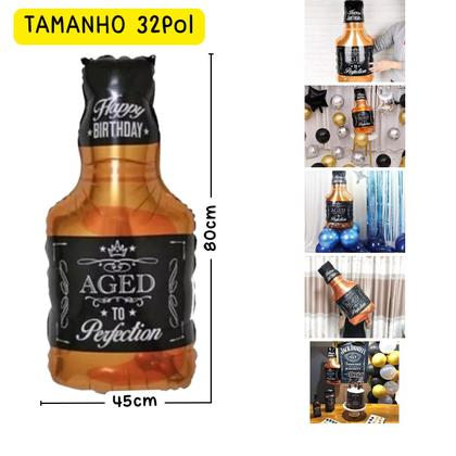 Imagem de Kit Balão Garrafa Whisky 80 cm + 4 Estrelas Metalizadas 45 cm - Kit Festa Boteco