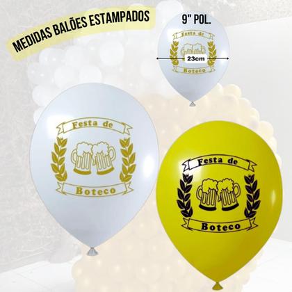 Imagem de Kit Balão Metalizado Caneca Chopp Gigante 70cm x 53cm +3 Estrela 45cm +20 Balões de Látex Redondo 9Pol, Kit Festa Boteco