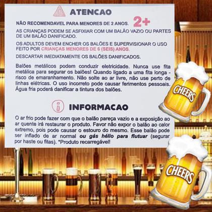 Imagem de Kit Balão Metalizado Caneca Chopp Gigante 70cm x 53cm +3 Estrela 45cm +20 Balões de Látex Redondo 9Pol, Kit Festa Boteco