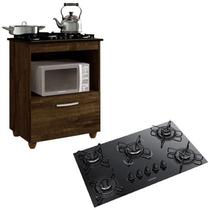 Imagem de Kit Balcão Cooktop Itatiaia com 1 Porta e Fogão Cooktop 5 Bocas