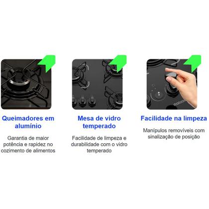 Imagem de Kit Balcão Cooktop Turim com Fogão Cooktop 5 Bocas