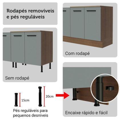 Imagem de Kit Balcão + Cristaleira 70cm Rustic Cinza Agata Madesa