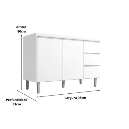 Imagem de Kit Balcão Gabinete Para Pia Andreia 100cm C/ Balcão Cooktop 4 ou 5 Bocas - Ajl Móveis