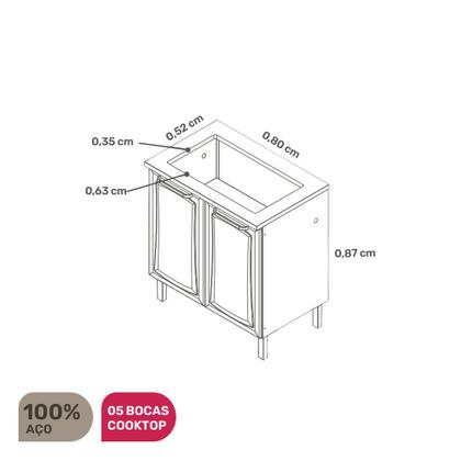 Imagem de Kit Balcão Itatiaia Tarsila Branco e Cooktop Itatiaia 5 bocas