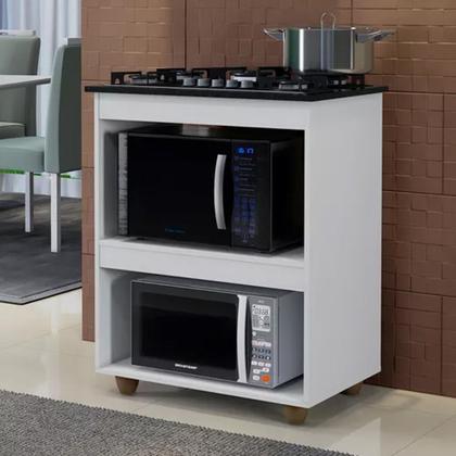 Imagem de Kit Balcão Kaiki Turim com Fogão Cooktop 5 Bocas Tripla Chama Preto Chamalux