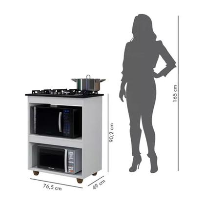Imagem de Kit Balcão Kaiki Turim com Fogão Cooktop 5 Bocas Tripla Chama Preto Chamalux
