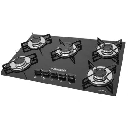 Imagem de Kit Balcão Kaiki Turim e Fogão Cooktop Ultra Chama 5 Bocas Trempe Chapa Preto Chamalux