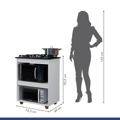Imagem de Kit Balcão Kaiki Turim e Fogão Cooktop Ultra Chama 5 Bocas Trempe Chapa Preto Chamalux