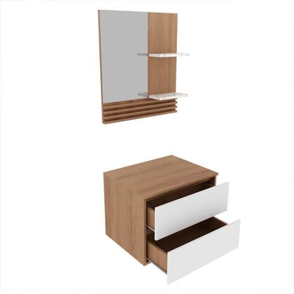 Imagem de Kit Balcão para Banheiro com Cuba e Espelho Amêndoa Branco